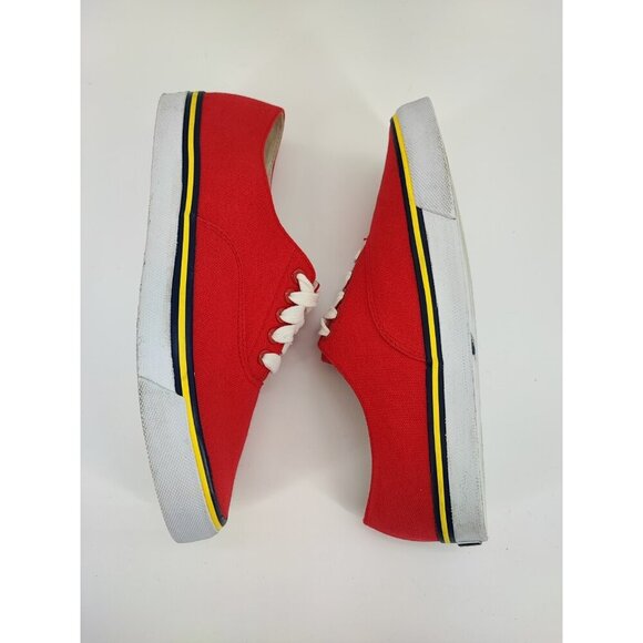 Ralph Lauren Men's Polo Sport Red Canvas Sneakers Size 10B US - Picture 6 of 9
